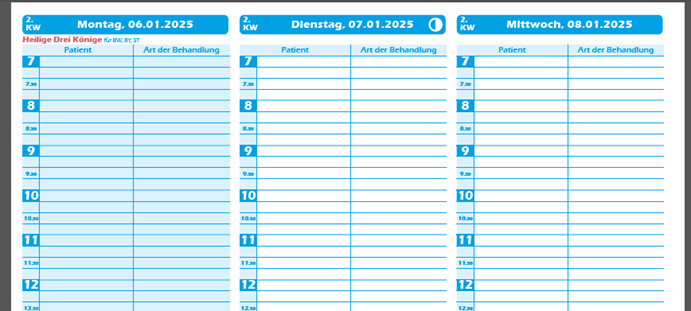 Detailansicht Terminbuch 2025